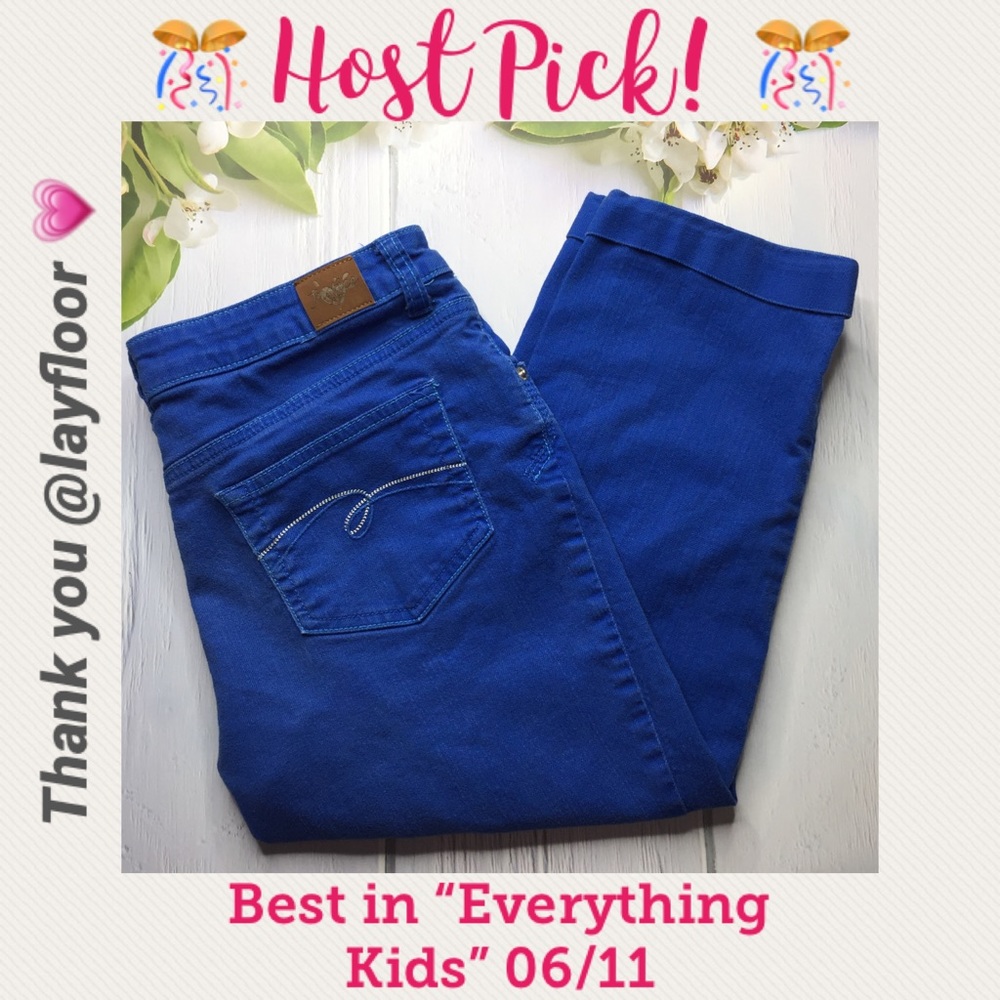 Justice Girl Blue Cuffed Cropped Jeans EUC 12 Plus